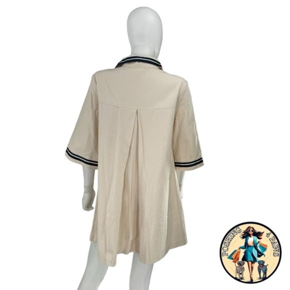 Pomander Place NEW Gardenia Hart Cotton Preppy Collared Mini Shirt Dress Size L - Picture 5 of 8